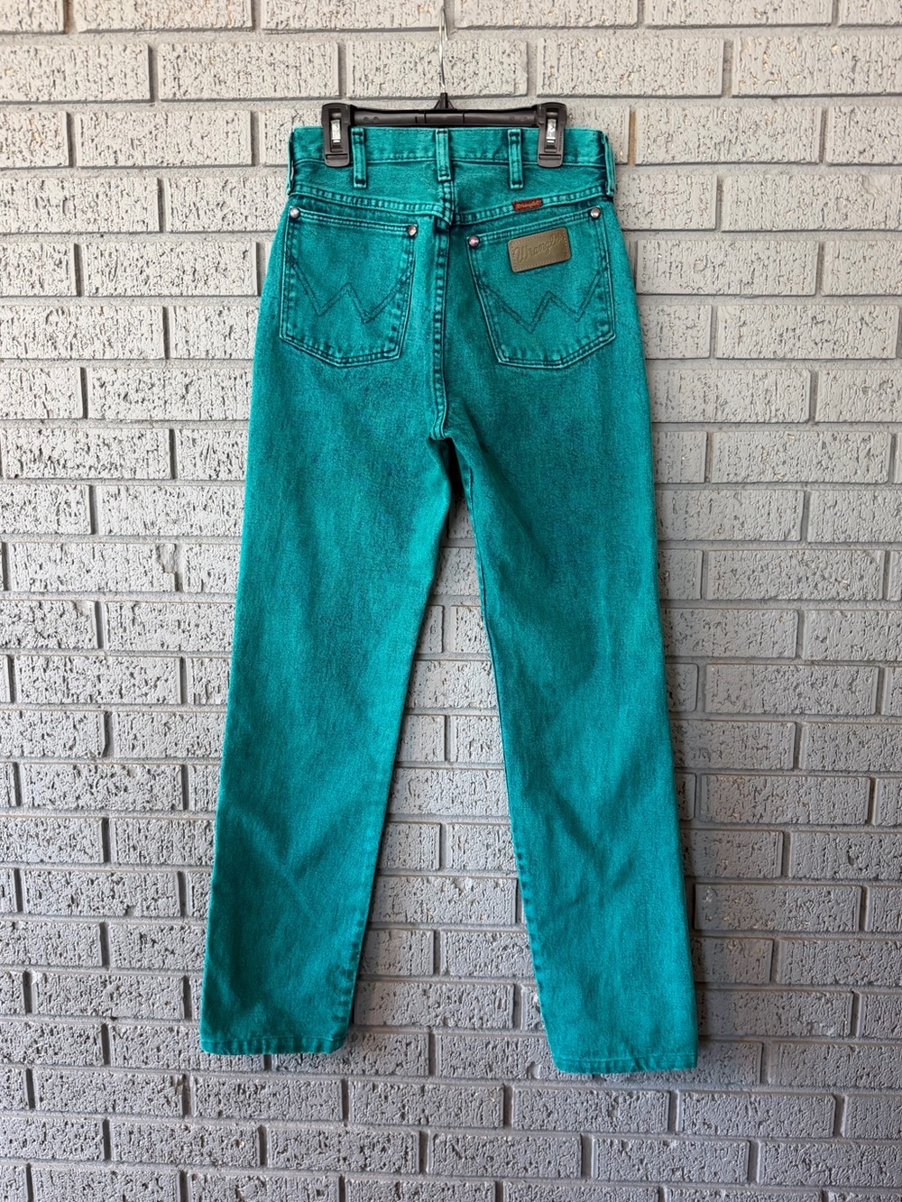 VTG 90s Wrangler Wedgie High Rise Cowgirl Jeans 14MWZ Teal Green Acid Wash 5x32 - Picture 4 of 8
